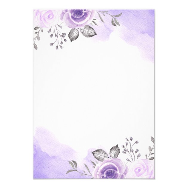 Chic Pastel Purple Floral Watercolor Wedding Invitation
