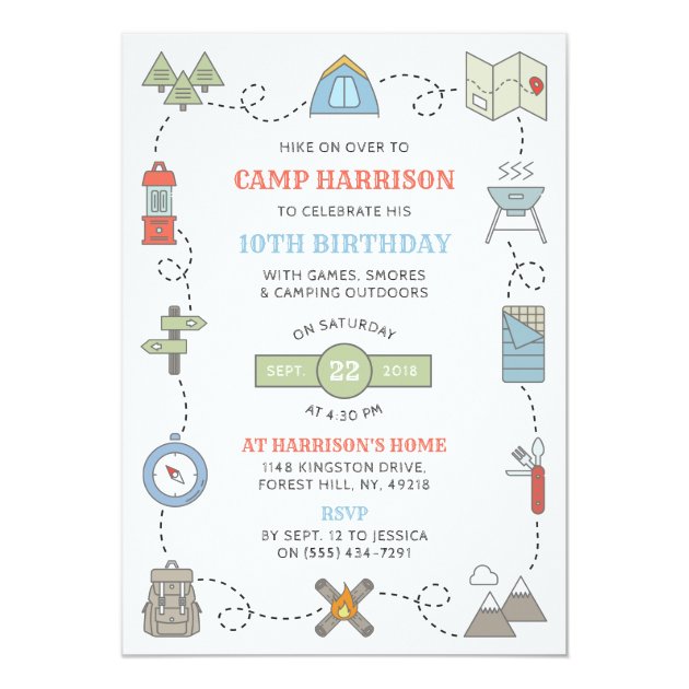 Camping Birthday Party Invitations