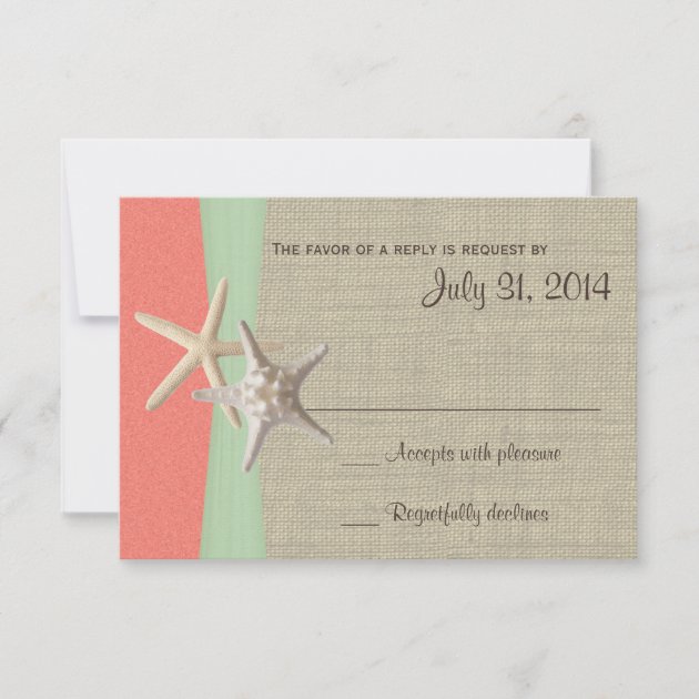 Beach Amore Shell Coral and Mint Response Card