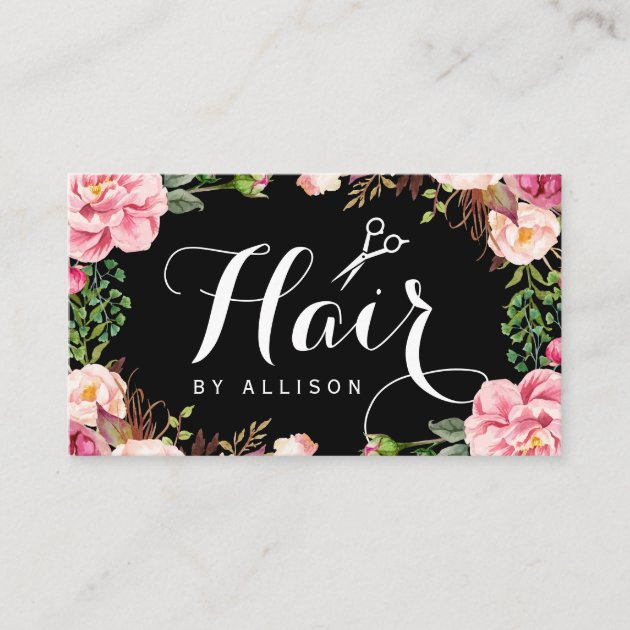 Hairstylist Hair Stylist Romantic Floral Wrapping Business Card (front side)