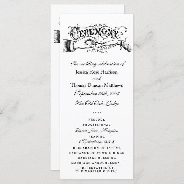 Elegant Black And White Wedding Ceremony Programs