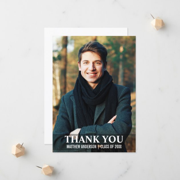 Graduation Thank You Modern Photo Card L W