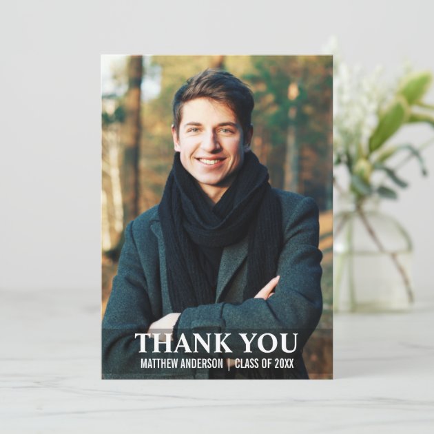 Graduation Thank You Modern Photo Card L W