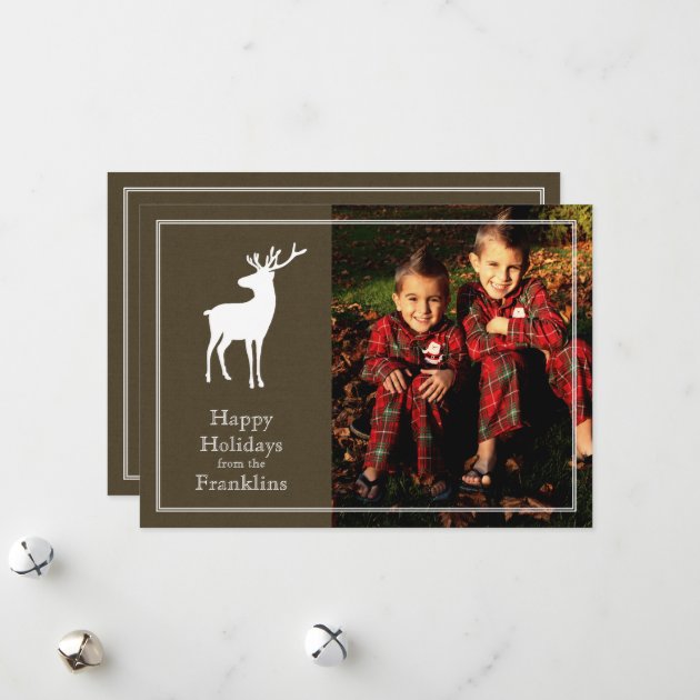 Rustic Reindeer Photo Holiday Christmas Card