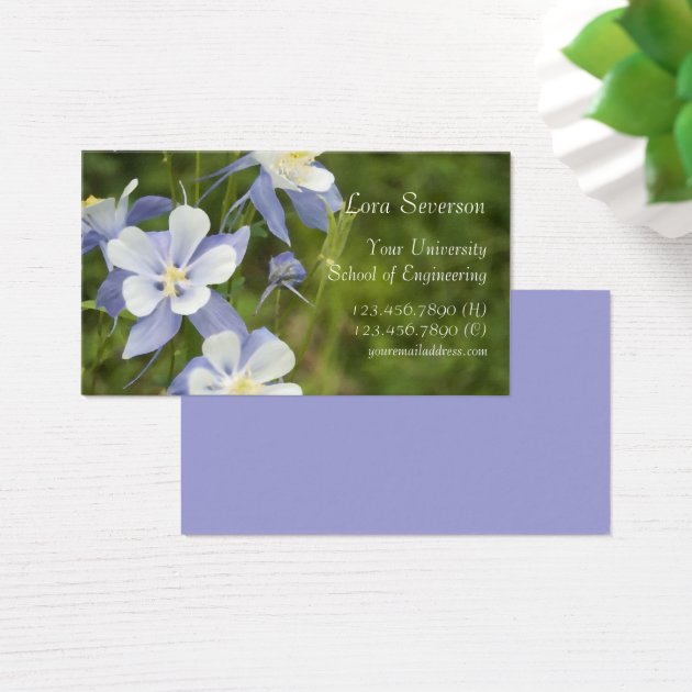 Blue Columbine Flowers Graduate Business Card