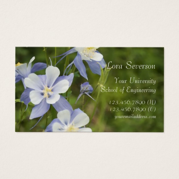 Blue Columbine Flowers Graduate Business Card