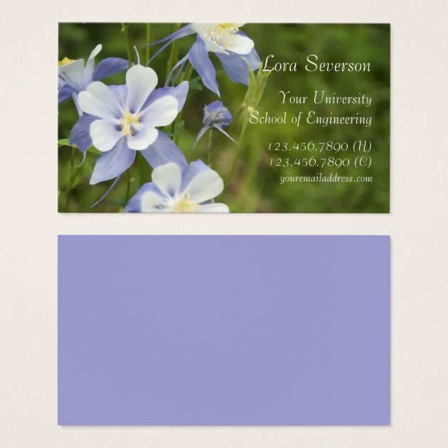 Blue Columbine Flowers Graduate Business Card
