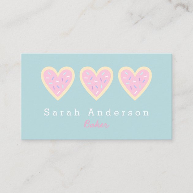 Heart Sugar Cookie Business Card for Bakers (front side)