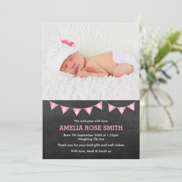 New Baby Girl Announcement/thank You Card
