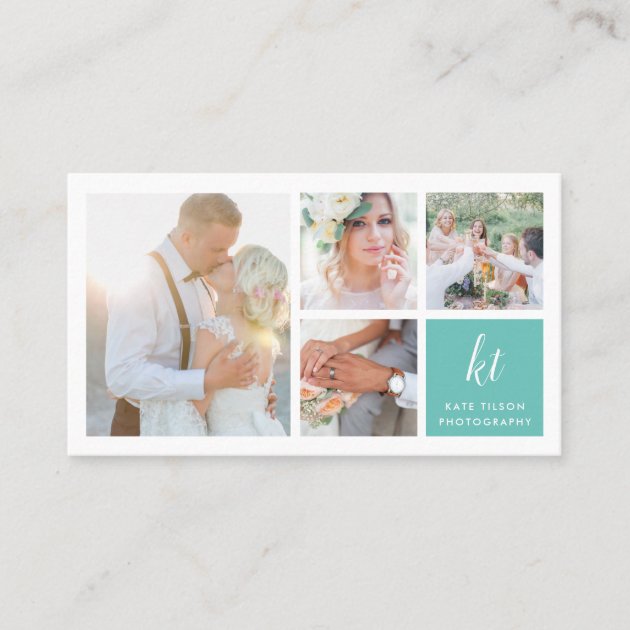 Photo Collage & Calligraphy Monogram Photographer Business Card