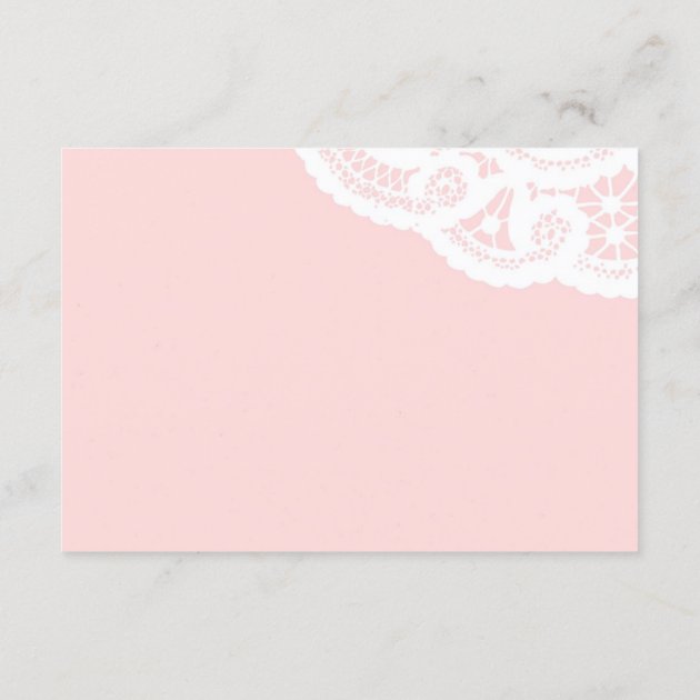 Blush Lace Doily Wedding Directions Enclosure Card
