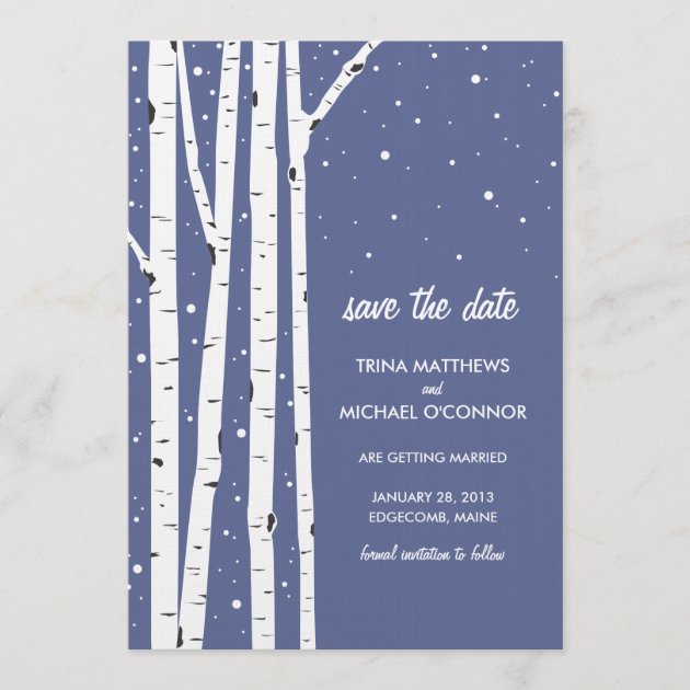Birch Tree and Snow Save the Date