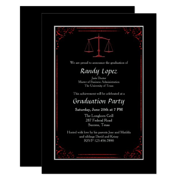 Red And Black Justice Scale Invitation