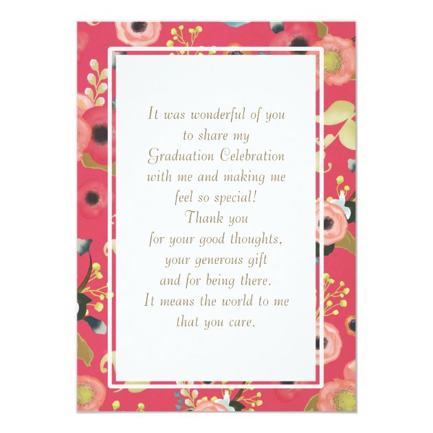 Flower Painting Graduation Thank You Flat Cards