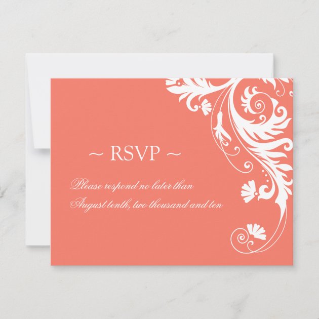 Coral Wedding Reply Cards
