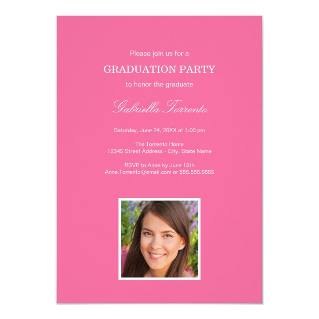 Graduation Party Invitation | Pink Sleek Stripe