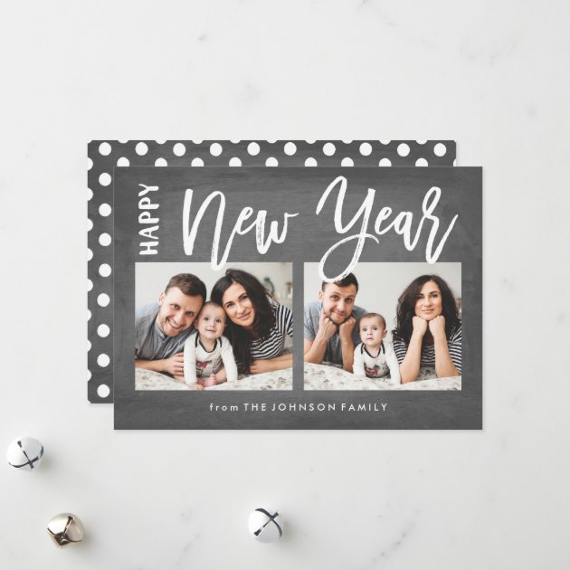 Brushed New Year Chalkboard Collage 2 Photo Card
