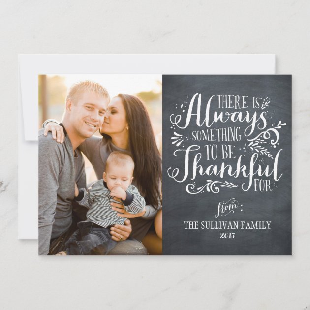 Be Thankful Chalkboard Thankgiving Photo Card
