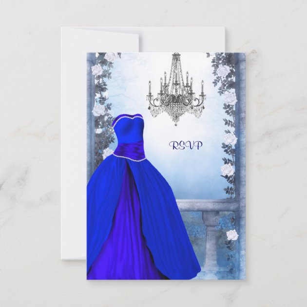 Ball Gown Royal Navy Blue Rose Quinceanera RSVP