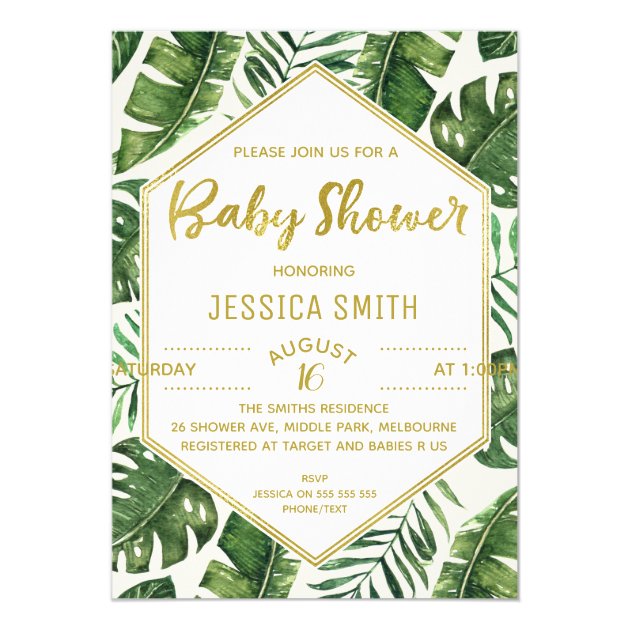 Modern Tropical Foliage Baby Shower Invitation