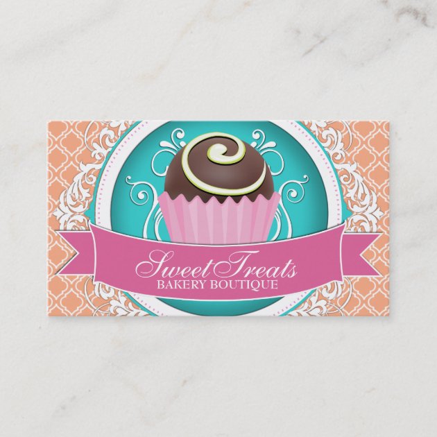 Chic and Elegant Cake Bites Business Cards