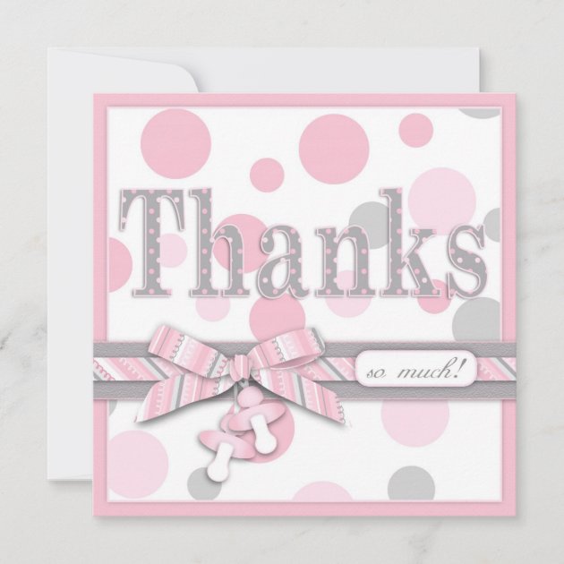 Pink and Gray Polka Dots Thank You Baby Shower