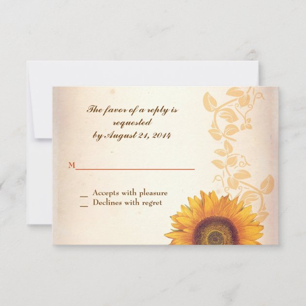 rsvp wedding design with sunflower