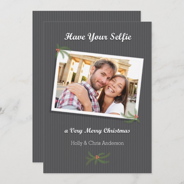 Modern Christmas Selfie Photo Card