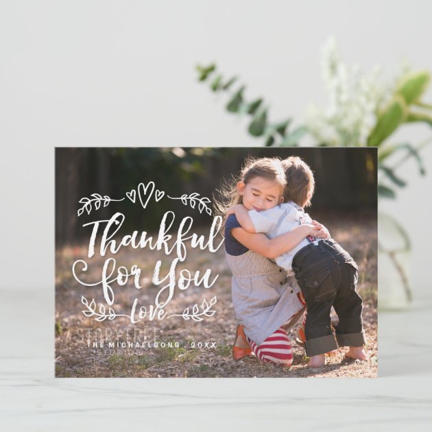 Thankful For You Happy Thankgiving Flat Photo Card