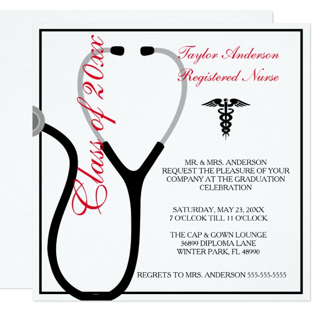 Stethoscope Nursing School Graduation Announcement