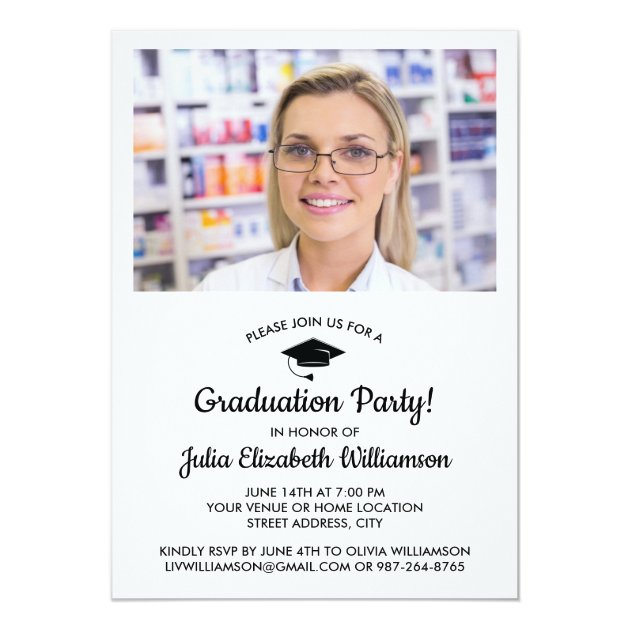 Pharmacy School Rx Grad Photo Graduation Party Card