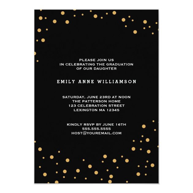 Gold Dot Glam Photo Graduation Party Invitation