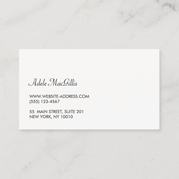 Simple Monogram White Modern FAUX Silver Striped Business Card (back side)