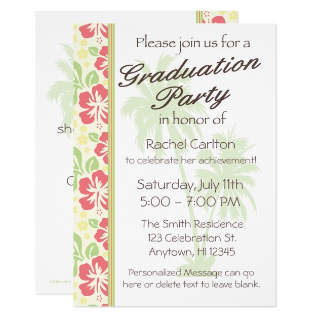 Hawaiian Luau Graduation Party Invitation