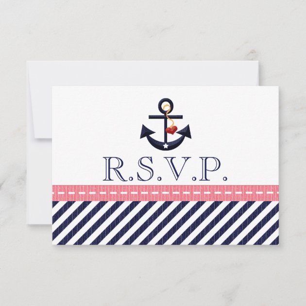 Pink Navy Nautical Anchor RSVP Response Cards