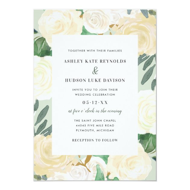 Watercolor Wedding Invitations | Neutral Blooms