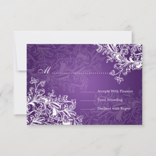 Elegant Wedding RSVP Vintage Swirls Purple