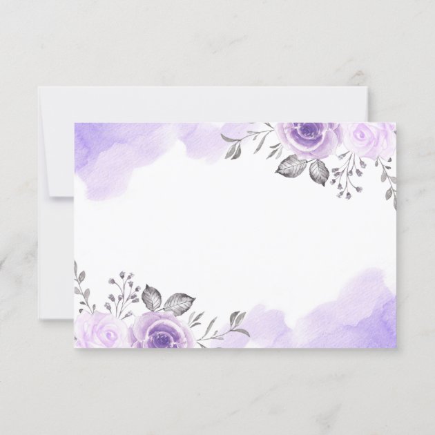 Watercolor Chic Pastel Purple Floral Wedding RSVP