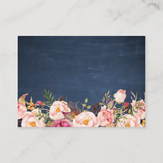 Rustic Floral Blue Chalkboard Wedding Insert Card
