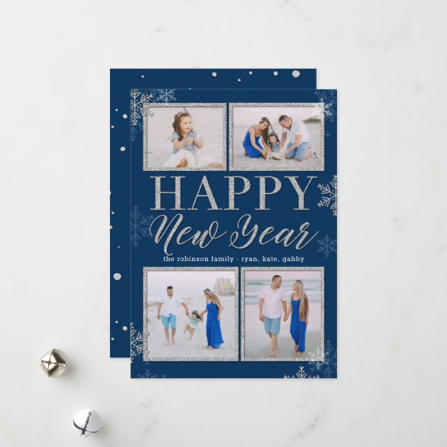 Glitter Frames EDITABLE COLOR New Year Photo Card