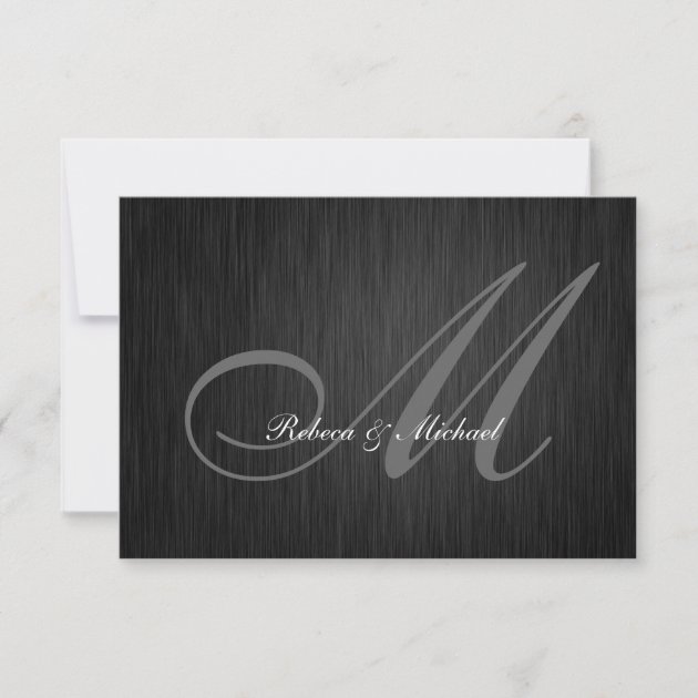 Elegant Black Monogram Wedding RSVP Card