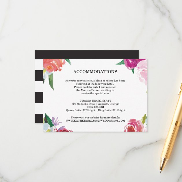 Modern Floral Watercolor Wedding Insert Card