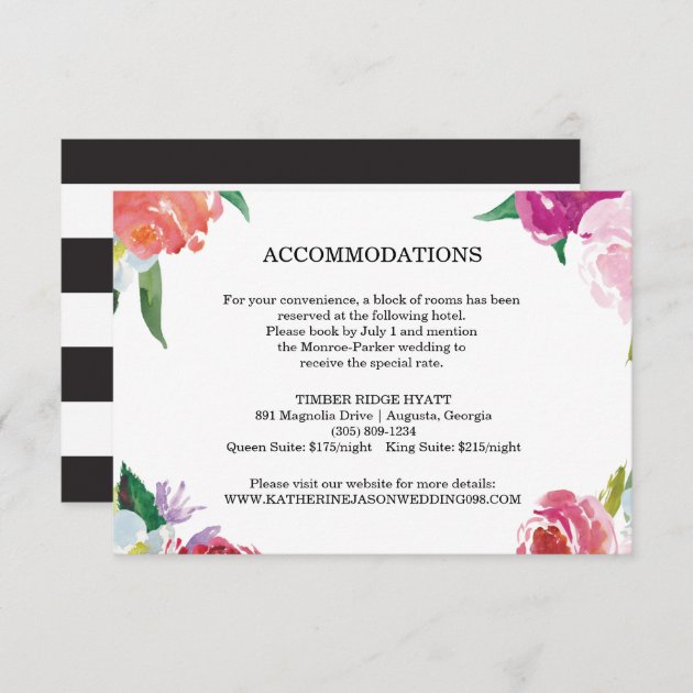 Modern Floral Watercolor Wedding Insert Card