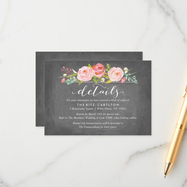 Rose Garden Floral Details Wedding Card