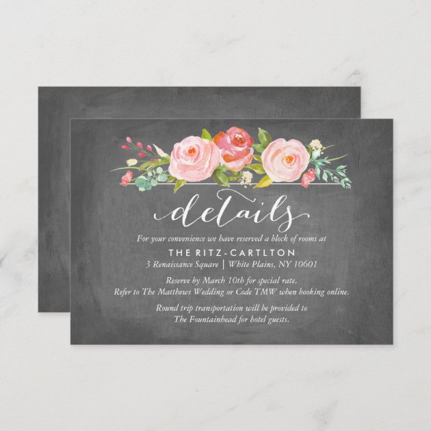 Rose Garden Floral Details Wedding Card