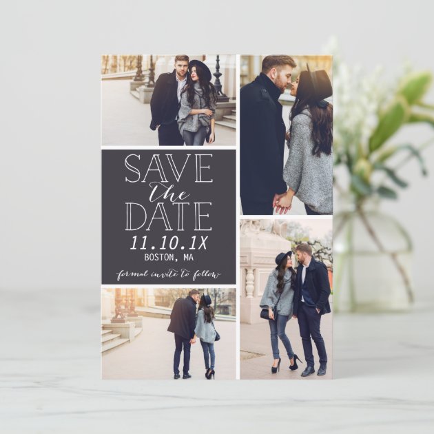 Modern Save The Date 4-Photo Collage