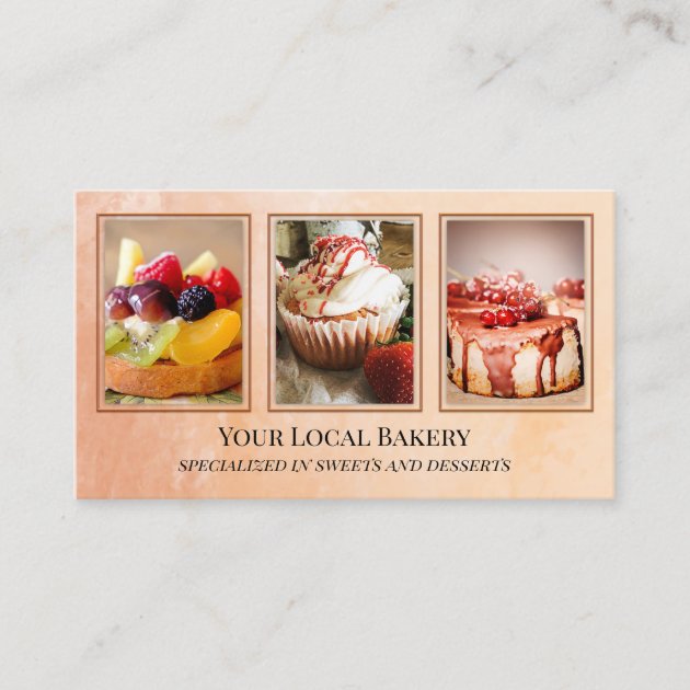 Sweet Bakery Dessert Photo Business Card (front side)