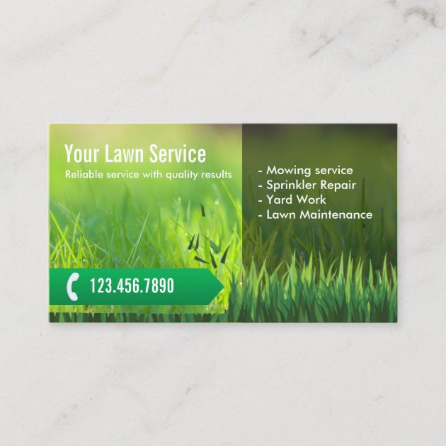 Professional Lawn Care & Landscaping Business Card (front side)