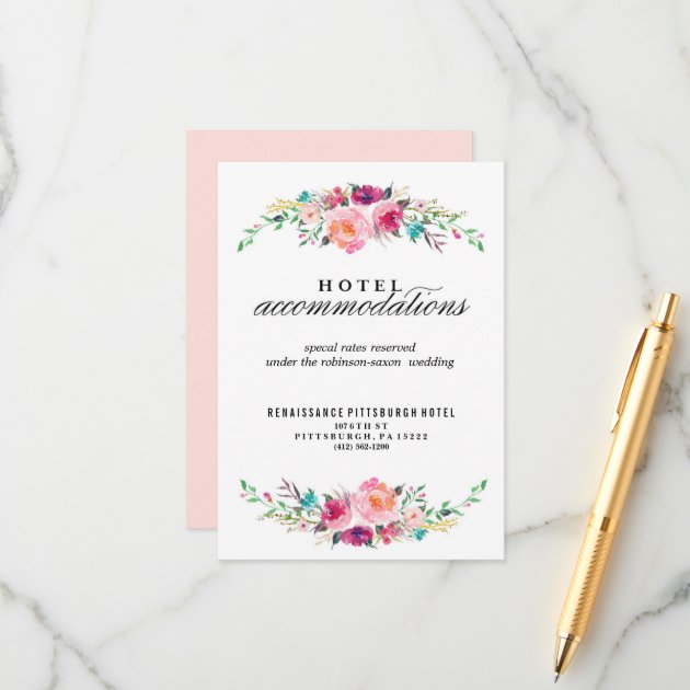 Bohemian Floral Wedding Hotel Invitation