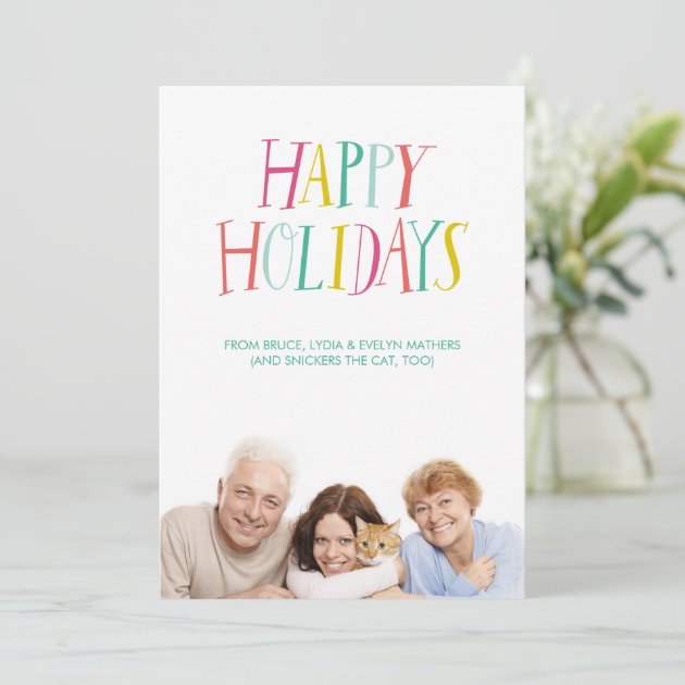 Hand Lettered Happy Holidays Photo Card